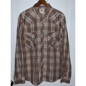 Customized Version Mens XL Plaid Snap Button Long Sleeve Western Shirt
